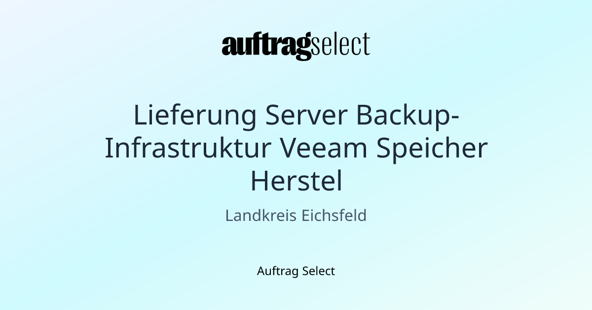 Lieferung Server Backup-Infrastruktur Veeam Speicher Herstel [OTHER ...