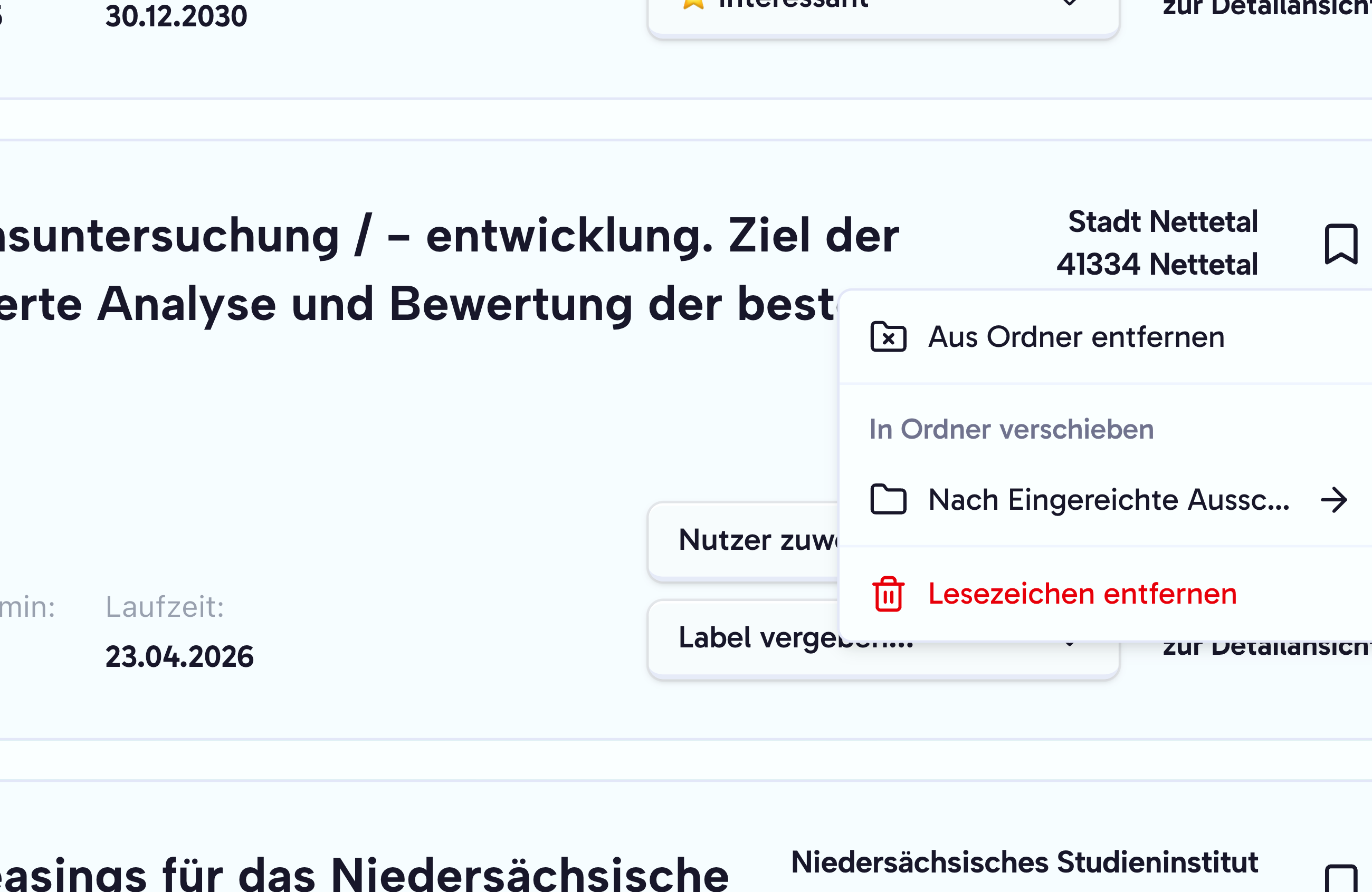 Persönliche Lesezeichen-Verwaltung