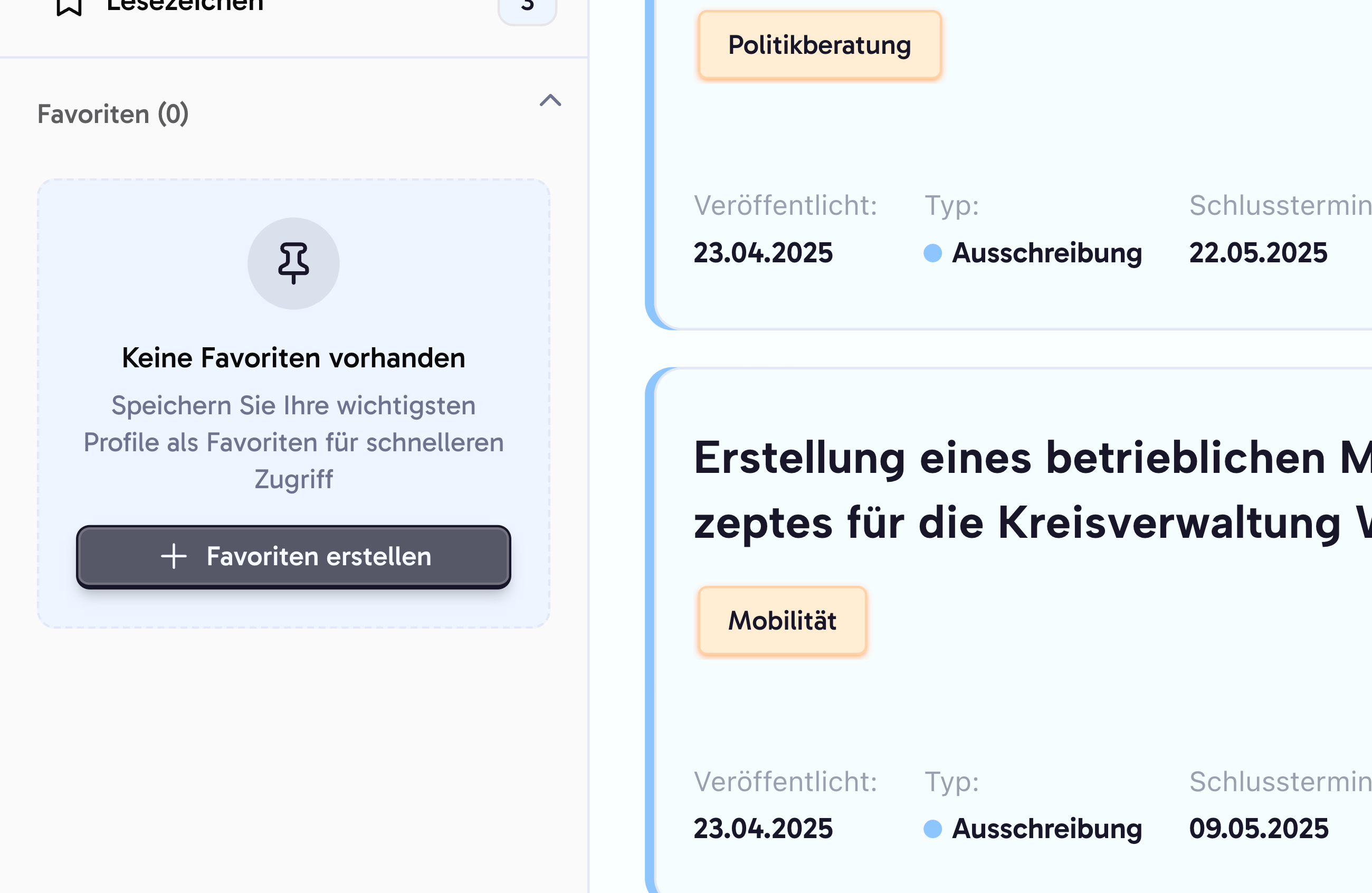 Favoriten Funktion